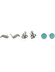 NINE WEST VINTAGE AMERICA "Treasure Trove" Silver-Tone Turquoise Snake Trio Earrings Set