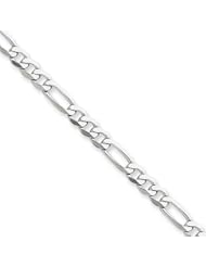 4mm, 14 Karat White Gold, Flat Figaro Chain - 8 inch