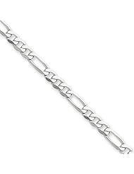 4mm, 14 Karat White Gold, Flat Figaro Chain - 24 inch