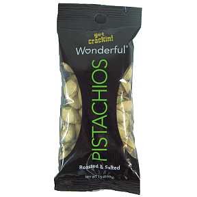 Paramount Farms Wonderful Pistachios, Dry Roasted & Salted, 1.5 oz Pack, 24/Box