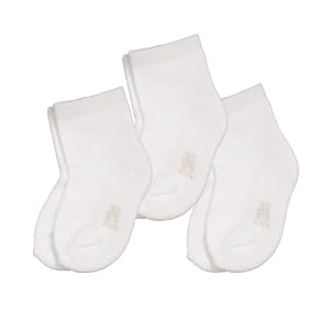 Ecoland Baby Infant Organic Cotton Newborn Quarter Socks 0-6 months - 3 Pairs Value (White)