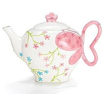Butterfly And Whimsical Flowers Teapot For Tea Party, Kitchen Decor And Teapot Collectors
