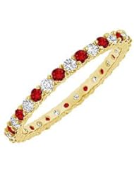 Ruby and Diamond Eternity Bangle 14K Yellow Gold - 6.00 CT TGW