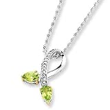 Sterling Silver & 14k Gold Peridot Diamond Necklace