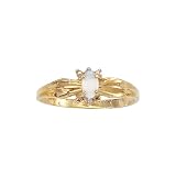10K Yellow Gold 0.01 ct. Diamond and 5 x 3 MM Oval Shaped Opal Ring