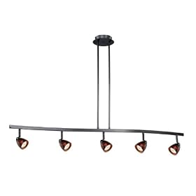 Spot Light Pendant - 5 Light Spot Pendant Lighting Fixture - Dark Bronze - Flaming Amber... by Vaxcel Lighting