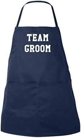 Fat Doxie - Team Groom (Traditional Font) - Adjustable Neck Loop Apron Navy Blue