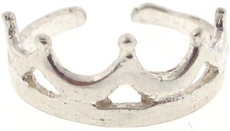 Sterling Silver Toe Ring (925) Princess Crown, One Size Fits All