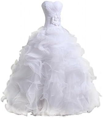 Women's Organza Sweetheart Neckline Cascading Ruched Wedding Dress