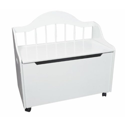 31eGqfkFDXL Gift Mark White Deacon Style Toy Box with Spindle Back and Casters, White