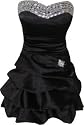 Schwarz Silk Satin Hochzeit Abendgesellschaft Cocktail Brautjungfer Abendkleid
