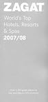 Zagat 2007/08 World's Top Hotels, Resorts & Spas