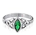 Gem Avenue Marquise Shape CZ Green Cubic Zirconia Celtic Knot Sterling Silver Solitaire Ring Size 6