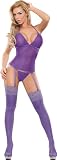 Sheer Purple Soft Stretch Crochet Lingerie Set