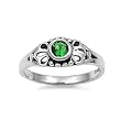 Sterling Silver Baby Ring with Emerald CZ - 2mm Band Width - 5mm Face Height - Sizes: 3-4 Sterling Silver Baby Ring with Emerald CZ - 2mm Band Width - 5mm Face Height - Sizes: 3-4