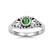 Sterling Silver Baby Ring with Emerald CZ - 2mm Band Width - 5mm Face Height - Sizes: 3-4