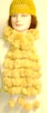 Imported Light Gold Color Four Strand Luxurious Rabbit Fur Scarf for Women and Teens Offered in Combination with Hand Crocheted Gold Color Rayon Cotton Gimp Skull Cap
