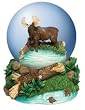 Musical Moose Water Globe / Snow Globe with Beautiful Stream, Great Detail and Overall Wildlife Design