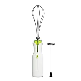 Premier Housewares Milk Frother and Whisk, Lime Green/White