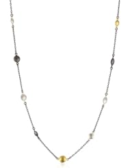 GURHAN "Lentil" Single Strand Dark and White Silver with Accent of Gold Lentil Necklace