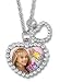 Licensed Disney Hannah Montana Crystal Heart Picture Charm Silver Necklace