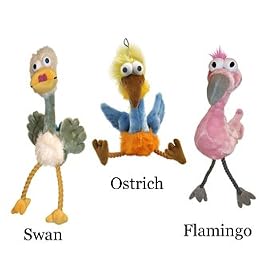 MultiPet MU63111 Bird Brain Flamingo 17Inch Plush Long Rope Legged Birds - Shelly by MultiPet