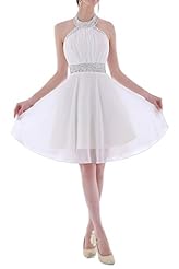 Knee Length Halter Chiffon Beaded Sequined Bridesmaid Dress/Prom Dress 