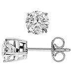 0.33 carat ct Round Diamond Stud Earrings in 14k White or Yellow Gold; (H-I Color, SI2 Clarity);...