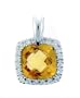 14k White Gold Citrine Diamond Bezel Pendant