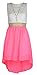 Girls Sleeveless Waist Band Asymmetrical Chiffon Dress with Neckless