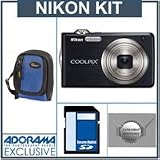 cheap Nikon Coolpix S630 Digital Camera Kit, Black with 4GB SD Memory Card, Camera Case, 2 Year Extended Service Coverage,