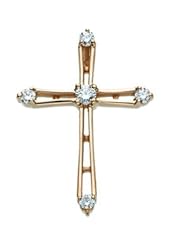 CleverEves 14K Yellow Gold 26.00X22.00 mm Cross Pendant W Diamond