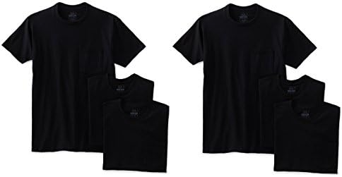 Fruit of the Loom Men's 6Pack Work Gear Black Pocket T-Shirt - Large