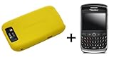 Yellow Silicone Soft Skin Case Cover for Blackberry Curve 8900 ***COMBO WIT ....