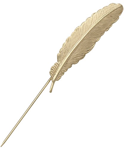 Q&Q Fashion Vintage Gold Tone Feather Leaf Navajo Zuni Style Lapel Stick Pin Brooch Badge,3.3"