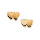 14K Yellow Gold Double Heart Children's Earrings