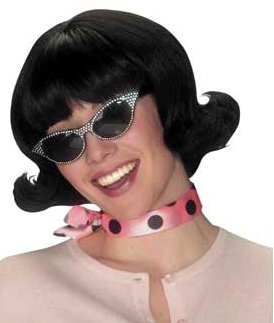 Sexy Sixties Style Retro Halloween Small Flip Wig Short Black #92976