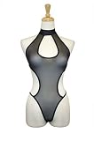 Exposed By Magic Silk Sheer Mesh Choker Teddy, Black, Large/Xlarge