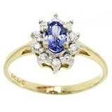 14K Yellow & White Gold Ring Tanzanite & Diamond