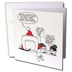 Rich Diesslins Cartoon Days of Christmas TCDC - Sean Boley Cartoon about Santa and Video Games for Christmas - Greeting Cards-6 Greeting Cards with envelopes