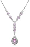 14k Pear-Cut Pink-Sapphire and Diamond Y Necklace (1/6 cttw, G-I Color, I2-I3 Clarity)