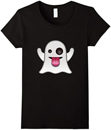 Women's Ghost Boo Emoji T Shirt Large Black