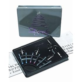 Parker 35979 Calligraphy Gift Set, Four Nib Selections, Six Ink Cartridges, Blue, Black, Red