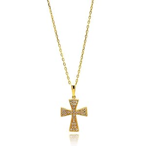 Pave Micro charm CZ Amazon.com Gold cross  Charm Necklace Silver Plated iron Cross Iron