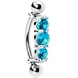 Silver 925 Aqua Austrian Crystal Trilogy Eyebrow Ring