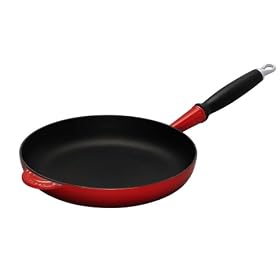 Le Creuset Cast Iron Satin Black Interior Frying Pan, Cerise, 26 cm
