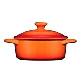 Premier Housewares OvenLove Stoneware Casserole Dish with Lid, 19.5 x 15.2 x 9.5 cm, Orange