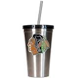 NHL 16oz Stainless Steel Insulated Tumbler with Straw Team: Blackhawks