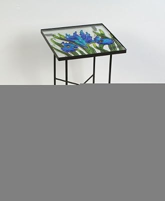 Evergreen 2GM225 Square Glass-Top Side Table, Iris, 22-Inches Tall x 11-Inche...