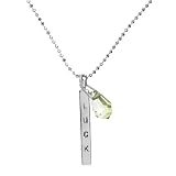 Sterling Silver Green Crystal Luck Bar Pendant
